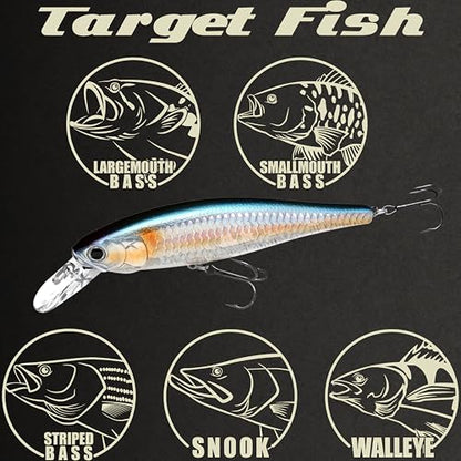 LUCKY CRAFT Pointer 100SP, Jerkbait Side by Side Action Tournament Winning Perfect Wobbling Freshwater Lake Bass Fishing Champion Bait - color: MS American Shad