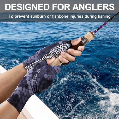Fly Fishing Gloves Men Sun Sleeves Fingerless UPF Camo Quick-Drying UV Sun Protection for Kayak Rowing Adults Women - color: Checkered Camo, size: Large