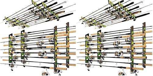 Rush Creek Creations 8 Fishing Rod Capacity Wall or Ceiling Garage Storage Rack - size: 8 (Pack of 2)