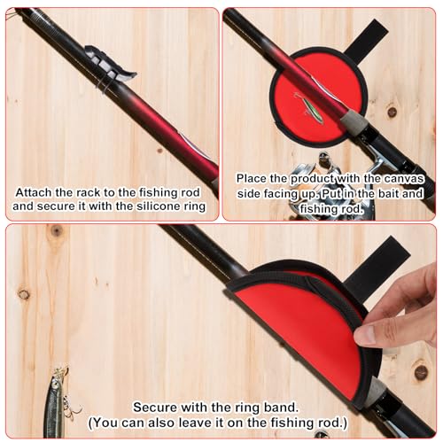 BOXOB 6pcs Fishing Hook Covers, 5.91 Inch Fishing Lure Covers with 4 Sets Bait Holders Hook Keeper Fish Pole Sleeve Rod Glove Protectors Wraps Essential Gear for Fishermen Gift