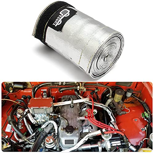 Heat Shroud Sleeve Aluminized 2 Pcs for Ultimate Heat Protection Hose Wire Shield 1-1/4''I.D. x 10FT, with 20 Pcs 7.8Inch Stainless Steel Cable Metal Zip Ties - size: 2*1-1/4''I.D. x 10FT