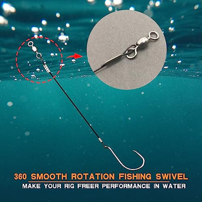Circle Hooks Rigs,Steel Catfish Hook Rig,Octopus Fishing Hook with Leader,Fishing Circle Hook Wire for Saltwater Freshwater - size: 4/0-28pcs