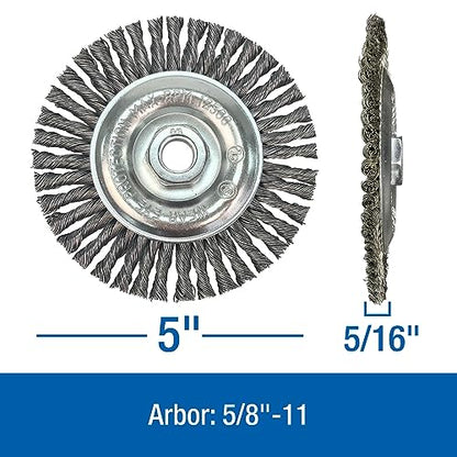 Mercer Industries 186060 - 5" x 5/16" x 5/8"-11 Stringer Bead Wire Wheel, .020 Stainless Steel Wire - color: Stainless Steel, size: 5" x 5/16" x 5/8"-11, style: Stringer Bead Wire Wheel