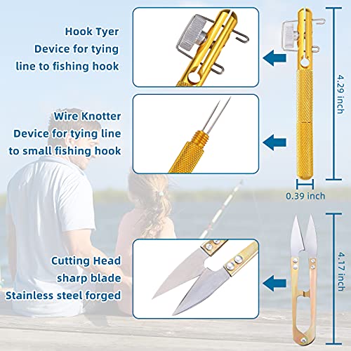 Sumind 6 Pcs Fishing Knot Tying Tool Set Tying Tools and U-Shaped Scissors Practical Manual Fishing Line Hook Tie Knotting Tyers Portable Tie Supplies