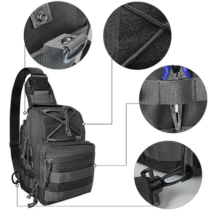 Kynzo Fishing Sling Backpack with Rod Holder, Water-Resistant Fishing Tackle Bag, Durable Shoulder Crossbody Pack for Freshwater Saltwater Fishing (A-Black) - color: A-Black