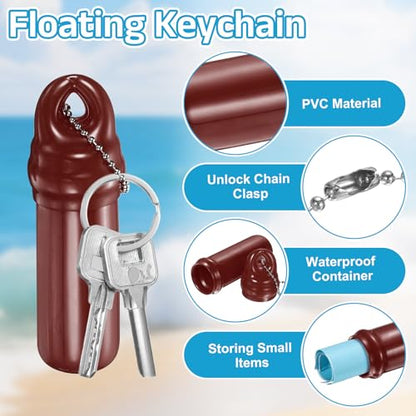 uxcell Floating Keychain, Float Key Ring Holder with Waterproof Container, Float Key Pendant for Fishing - color: Coffee