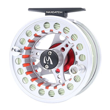 M MAXIMUMCATCH Maxcatch ECO Large Arbor Fly Fishing Reel (3/4wt 5/6wt 7/8wt) and Pre-Loaded Fly Reel with Line Combo - color: Silver (With Line Pre-loaded), size: 7/8 weight