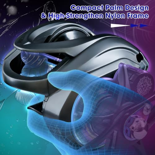 SEASIR Rexcast DC Baitcaster Reel, 3 Modes Digital Control | 7.2oz, Max Drag 24LB, 7.3:1, Ultralight Fishing Reel Freshwater Saltwater, 6+1 BB, Aluminum Handle, Drag Clicker, Grey