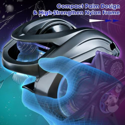 SEASIR Rexcast DC Baitcaster Reel, 3 Modes Digital Control | 7.2oz, Max Drag 24LB, 7.3:1, Ultralight Fishing Reel Freshwater Saltwater, 6+1 BB, Aluminum Handle, Drag Clicker, Grey