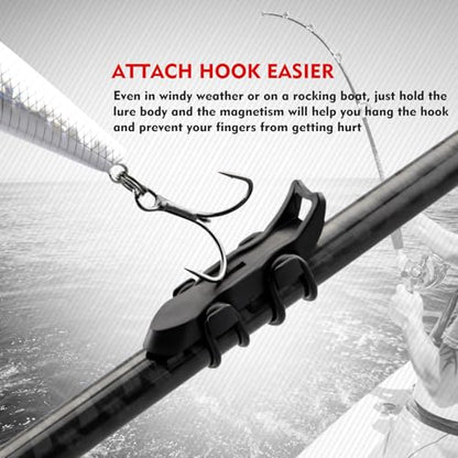 Hook Keeper for Fishing Rod, [4Pcs] Magnetic Fishing Hook Keeper, HK2F Fishing Bait Holder with 2 Sizes Rubber Rings, Fishing Hook Holder Quick Installation