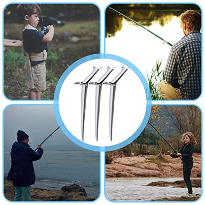 6 Pcs Fishing Rod Holders Stainless Steel Ground Support Fishing Pole Stand Fish Pole Folding Holders Bracket Stake Rod Rack for Bank Beach
