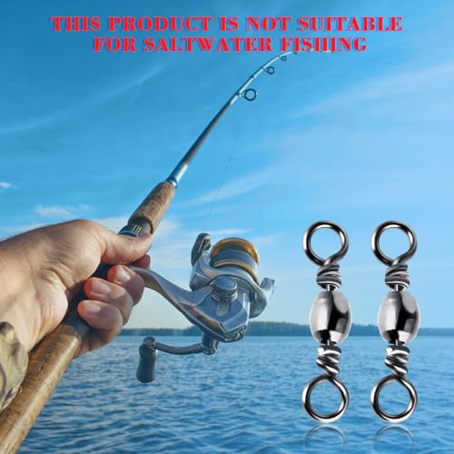 TIESOME 100Pcs Fishing Barrel Swivels, High Strength Carbon Steel Fishing Connector Swivels Freshwater Swivels Steel Hook Line Connector Rolling Fishing Swivels for Freshwater Fishing Accessories