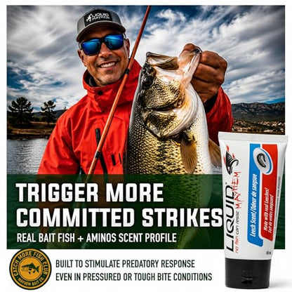 Liquid Mayhem Leech Fish Attractant Gel 60 ml / 2 oz · 60 Uses – Real Anchovy Bait & Aminos | UV-Enhanced Long-Lasting Gel – All Lure Types - size: 2-Pack