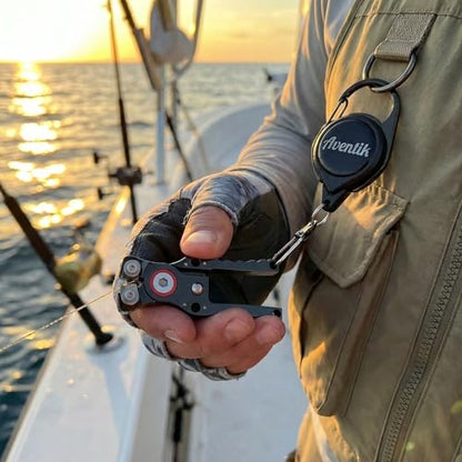 Fishing Line Cutter with Retractable Buckles, Tungsten Carbide Blade & Central Locking - Smooth, Corrosion-Resistant Cuts for Braid, Mono, Fluoro in Saltwater Fishing - style: Black-Fishing Line Cutter with Lock