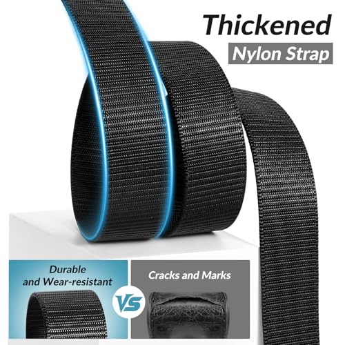 JASGOOD 2 Pack Nylon Web Belt Outdoor Military Men’s Metal Free Belt with TSA Plastic Buckle - color: A-black+green Khaki, size: Fits Pant Up To 35"