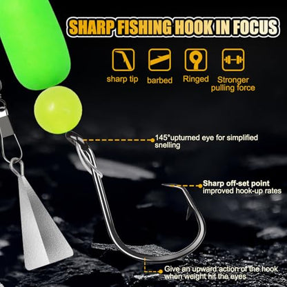 Pompano Rigs for Surf Fishing Saltwater Floats Catfishing Pompano Fishing Rigs with Double Circle Hooks and Pyramid Sinker 5pcs/8pcs - color: 8pcs Mixed packing Pompano Rigs