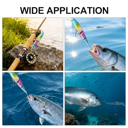 Whopper Fishing Lure for Bass：Popper Top Water Fishing Lures with Floating Rotating Tail Barb Treble Hooks Saltwater Freshwater Plopping Lures Kit - color: 5pcs 3 Jointed