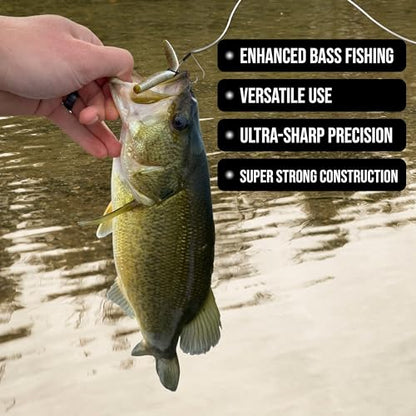 Reaction Tackle Wide Gap Wacky Hooks, Weedless Worm Hooks for Bass, High Carbon Steel Hooks for Stick Worm Soft Plastics, Neko Rig and Finesse Fishing (25-Pack) - size: #1/0 Wire Guard