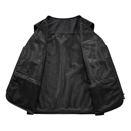 Men's Outdoor Fishing Vest Multi-Pocket Casual Lightweight Quick Dry Travel Photography Hiking Hunting Utility Vests - color: Black, size: Small