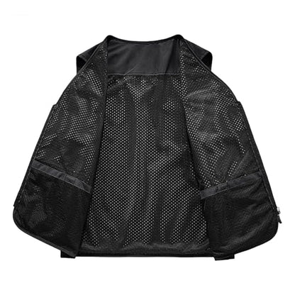 Men's Outdoor Fishing Vest Multi-Pocket Casual Lightweight Quick Dry Travel Photography Hiking Hunting Utility Vests - color: Black, size: Medium