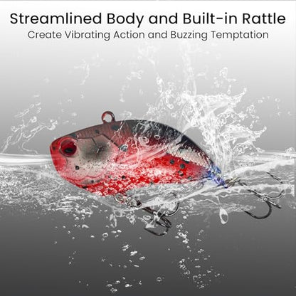 Pristis Jig Head Fishing Lures for Freshwater Saltwater, Weedless Swim Jig Teasers with Sharp Hooks & Exquisite Coating, Pre-Rigged Vibrating Swimbaits Kit Gear for Bass Crappie Walleye Trout Pike - color: 3 pcs Lipless Crankbaits Color Set