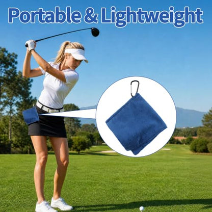 3PCS Golf Ball Towel Small Pocket Towel with D Clip Fast Drying Easy Clean Portable Golf Ball Cleaner Pouch Outdoor Accessories for Beginners Men Women
