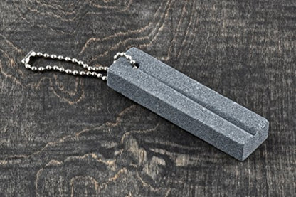 SE 3-1/4 Inch Fishing Hook Sharpening Stone with Keychain - Compact 180 Grit Aluminum Oxide Tool for Hooks & Knives - SS71