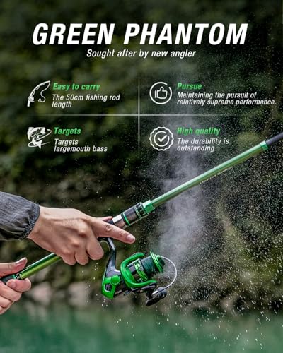 Ghosthorn Fishing Rod and Reel Combo Graphite Telescoping Fishing Pole Portable Travel Kit with Carrier Bag for Freshwater Saltwater - size: 6 ft, style: 2pack Full Kit With Carrier Case