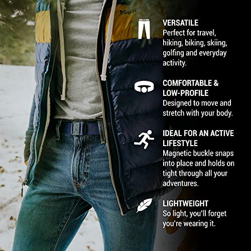 JeltX Adjustable Elastic Belts for Men and Women, Non-Slip Stretch Belt with Magnetic Belt Buckle and Grippy Gel - color: Navy Blue