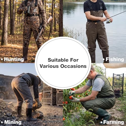 FISHINGSIR Fishing Waders for Men, 2-Ply Nylon/PVC Waterproof Women Chest Wader with Boots, Bootfoot Hunting Waders - color: Brown, size: M09/W11