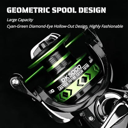 Spinning Fishing Reel – Metal Spool, Long Cast Deep Spool Reel, Smooth Drag System, Metal + Nylon Body Lure Reel for Bass Trout Carp, Freshwater & Saltwater Spinning Reel - size: 2000