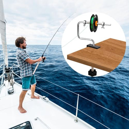 Fishing Line Winder Spooler, Aluminum Alloy Spooling Station with Steel Frame, Adjustable Rotating Axis, Clamp for Workbench, Fishing Line Spooler Machine with Multiple Accessories