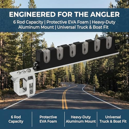Fishing Rod Rack Holder with Clamp, Fishing Rod Storage Organizer Racks | Truck Bed Fishing Holder Fishing Rod Holder with EVA Foam & Rubber Pads for Boat, Car Roof Rack etc