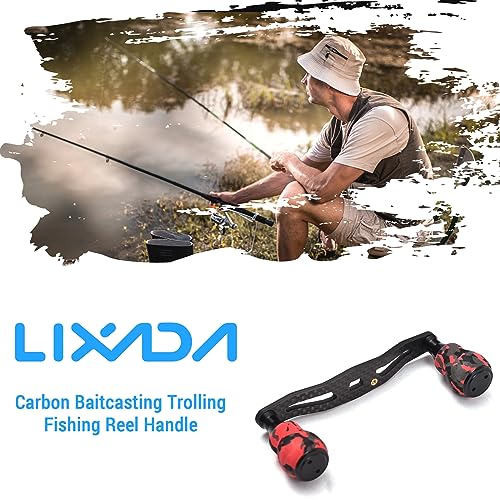 Lixada Carbon Baitcasting Trolling Reel Handle Left Right Ultralight Fishing Reel Crank Carbon Fiber Fishing Reel Handle Crank Accessory