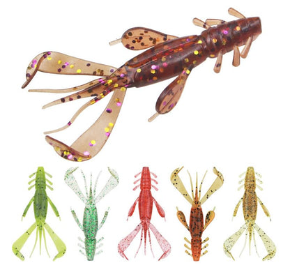 Pack of 18 Soft Plastic Craw Lures 65mm2.3g Crawfish Bass Trout Fishing Jig Shrimp Crawdad Baits
