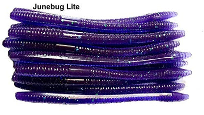 20 Pcs 6.25" Drop Shot Finesse Worms (Scented, Floats) Soft Plastic Baits for Bass Fishing - color: Junebug Lite