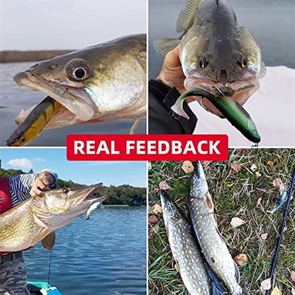 ZHENGYI 4pcs Paddle Tail 14.5g 120mm Fishing Soft Lures 3D Eyes T Tail Artificial Bait Plastic Pike Fishing Lures - color: H