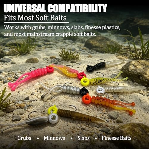 20 Pcs Crappie Jigs Kit, Scent Holder Crappie Jig Heads for Bass Panfish Walleye Fishing, 1/8oz, 1/16oz - color: 1/16oz - 20 Pcs