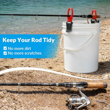 Fishing Bucket Rod Holder for 5 Gallon, Ice Fishing Rod Holder Soft Pole Pack Protect for Universal Rods Bucket Fishing Gear & Accessorie - color: Rod Holder 2 Packs
