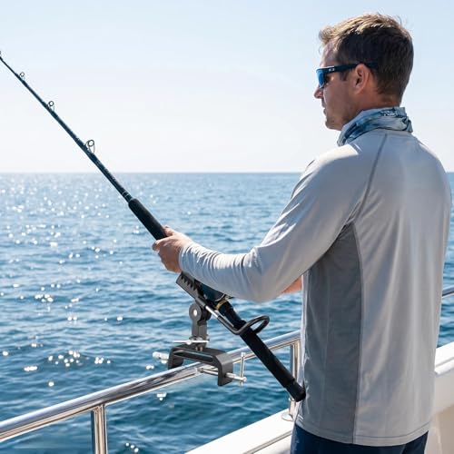 2 Pack Fishing Rod Holder for Boat,Clamp-On 2 Pack, 360° Adjustable, Fits 0.2"–3.1" Gunwales & Edges,Fishing Pole Holder for Boat for Yachts, Fishing Boats, Railings, and Riverbank Round Rails