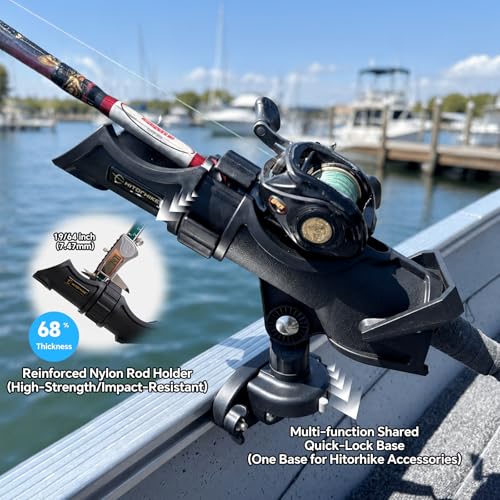 Hitorhike Side Track Fishing Rod Holder Mount, Heavy-Duty Side-Mounted Base, Compatible with 2 Mounting Bolt Options for Lund Sport,Lowe, Bass Boats&Kayaks - style: Side Track Mount Fishing Rold Holder 1-pack