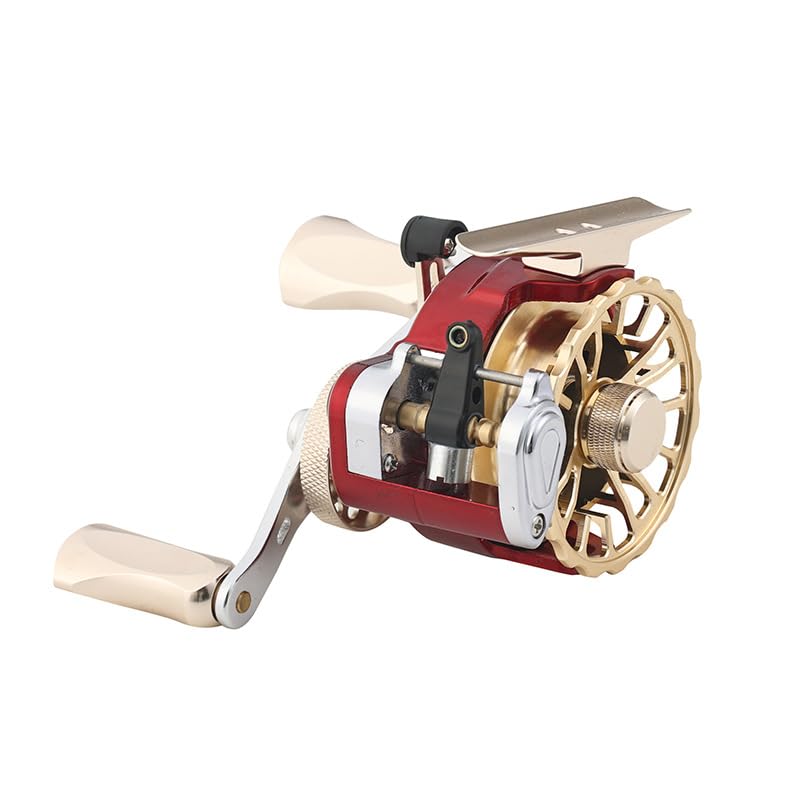 1pcs Ice Fishing Reel Inline Raft Reel, 3.6:1 Gear Ratio Vertical Drop Wheel with CNC Aluminum Spool, Reinforced Nylon Fly Raft Reel for Bridge Boat Pier Angling