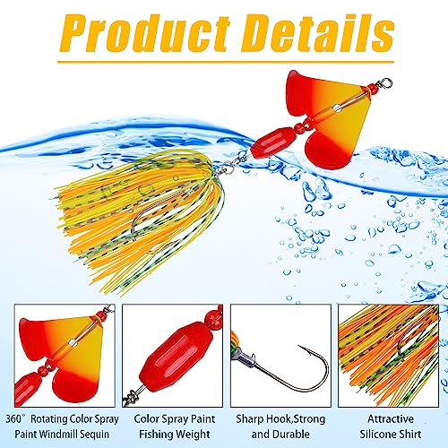 6PCS Bass Spinner Baits Buzz Bait Hard Metal Fishing Jigs for Bass Trout Pike Salmon Multi-Color Spoon Spinner Bait Saltwater Freshwater - color: B - 6PCS