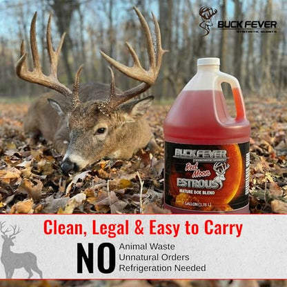 Buck Fever Red Moon Estrous – Synthetically Formulated Deer Liquid Attractant – Non-Spoiling, Sweet Synthetic Buck Attractant Scent – Moisture Reactivated Mature Rutting Buck Scent - size: 1 Gallon