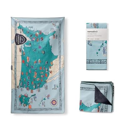 Nomadix Ultralight Towel - Quick Dry & Super Lightweight - Perfect As A Pack Towel to Save On Space - Made with Recycled Materials - National Parks and Monuments Map - 30x54 - color: National Parks and Monuments Map