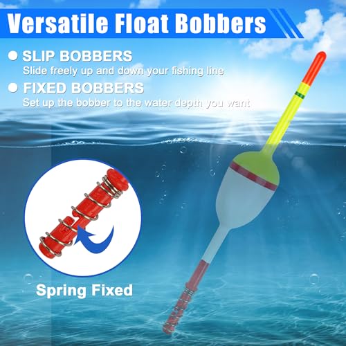 Fishing Bobbers Floats,Wood Slip Bobber Fishing Spring Oval Stick Slip Balsa Bobber for Crappie Catfish Trout Panfish Walleyes Fishing Tackle Accessories - color: 1.57in X 0.91in X 5.63in - 10pcs