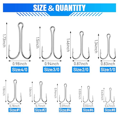 Double Fishing Hooks, 45pcs Classic Dual Frog Hooks High Carbon Steel Double Hook Sharp Barbed Open Shank for Bass Fishing Lures Bait Saltwater Freshwater
