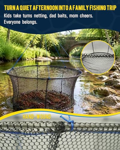 2Pack Drop Net for Pier Fishing Set, Foldable Fishing Net 31.5"×40" Hoop, Foldable Crab & Fishing Net Trap, Crab Nets for Crabbing Trap, Pier & Dock Drop Net for Crawfish, Shrimp, and Minnows