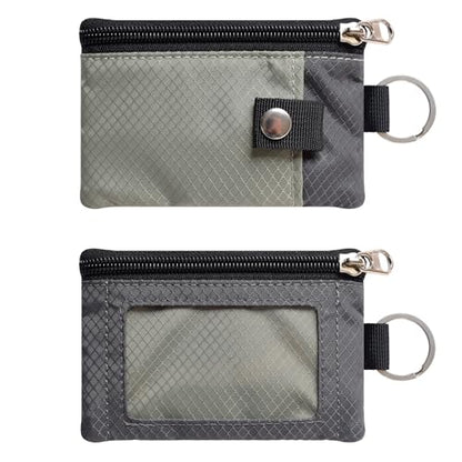 CHENSPRX Minimalist RFID Blocking Small Wallet with ID Window,WaterResistant Zip Id Case Wallet with Lanyard Keychain for Cards,Cash,Travel,Women,Men - color: Gray+DardGray