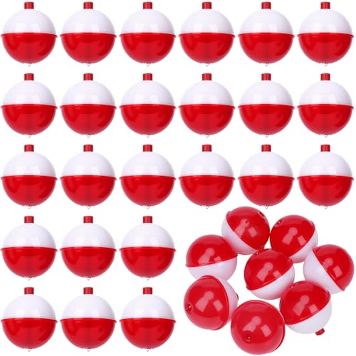 Coopay Fishing Bobbers 30Pcs-50Pcs/Lot Hard ABS Fishing Floats Set Snap on Float Red/White Bobbers Push Button Round Buoy Tackle Accessories - style: 2inch-30pcs